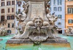 Fountain Of Pantheon. Rome, Italy. Royalty Free Stock Images