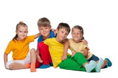 Four cheerful kids Stock Photo Four cheerful kids Stock Photo
