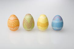 Four Easter Eggs In A Row Stock Photo