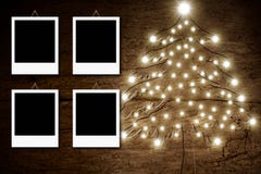 Four Empty Photo Frames,Christmas Rustic Card Royalty Free Stock Photography