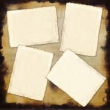 Four empty vintage paper sheets on a wood bench royalty free stock photography Four empty vintage paper sheets on a wood bench royalty free stock photography