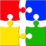 Four Piece Puzzle Over White Seperated Stock Image Four Piece Puzzle Over White Seperated Stock Image