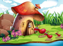 Fourmi et champignon illustration stock Fourmi et champignon illustration stock