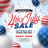 Fourth of July. Independence Day Sale Banner Design with Balloon on Confetti Background. USA National Holiday Vector vector illustration Fourth of July. Independence Day Sale Banner Design with Balloon on Confetti Background. USA National Holiday Vector vector illustration