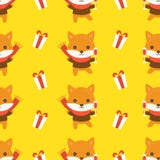 Fox and present box, christmas seamless pattern theme, for use a royalty free illustration Fox and present box, christmas seamless pattern theme, for use a royalty free illustration