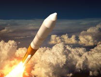 Fracht-Produkteinführung Rocket In The Clouds stock abbildung Fracht-Produkteinführung Rocket In The Clouds stock abbildung