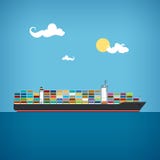 Frachtcontainerschiff, Vektorillustration Lizenzfreie Stockfotos Frachtcontainerschiff, Vektorillustration Lizenzfreie Stockfotos