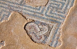 Fragment av den forntida mosaiken i Kourion, Cypern royaltyfria bilder Fragment av den forntida mosaiken i Kourion, Cypern royaltyfria bilder