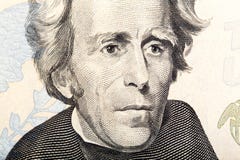 Fragment of twenty dollar bill - President Jackson. royalty free stock image Fragment of twenty dollar bill - President Jackson. royalty free stock image