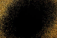 Frame Made Of Gold Glitter On Black Background Stock Photos