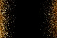 Frame Made Of Gold Glitter On Black Background, Top View Stock Images