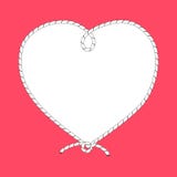 Frame in the shape of a heart of rope, cord with a knot. Vector illustration isolated on pink background. royalty free illustration Frame in the shape of a heart of rope, cord with a knot. Vector illustration isolated on pink background. royalty free illustration