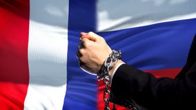 França aprova Rússia, o conflito acorrentado dos braços, o político ou o econômico, proibição de comércio fotografia de stock royalty free França aprova Rússia, o conflito acorrentado dos braços, o político ou o econômico, proibição de comércio fotografia de stock royalty free