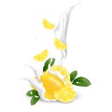 Frappé realistico del cocktail 3d calce, frutta del limone con la caduta Fotografia Stock Libera da Diritti Frappé realistico del cocktail 3d calce, frutta del limone con la caduta Fotografia Stock Libera da Diritti