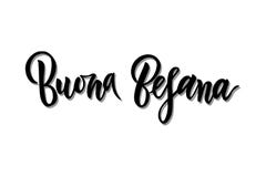 Frase Buona Befana dell'iscrizione della spazzola scritta mano illustrazione di stock Frase Buona Befana dell'iscrizione della spazzola scritta mano illustrazione di stock