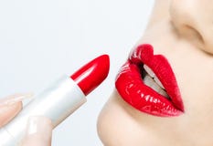Frau gemalte rote Lippen stockfotos Frau gemalte rote Lippen stockfotos