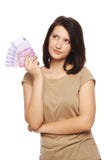Frau mit Eurobargeld Lizenzfreies Stockbild Frau mit Eurobargeld Lizenzfreies Stockbild