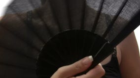 Frau mit Fan stock video footage Frau mit Fan stock video footage