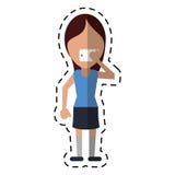 Frau mit Smartphonenehmen selfie Punktlinie lizenzfreie abbildung Frau mit Smartphonenehmen selfie Punktlinie lizenzfreie abbildung