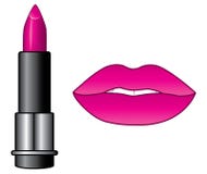 Frauen kosmetischer Lippenstift und Lippen lokalisiert stock abbildung Frauen kosmetischer Lippenstift und Lippen lokalisiert stock abbildung
