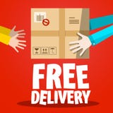Free Delivery. Paper Box with Hands Stock Photos Free Delivery. Paper Box with Hands Stock Photos