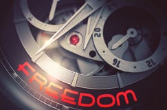 Freedom on Automatic Men Watch Mechanism. 3D. royalty free illustration Freedom on Automatic Men Watch Mechanism. 3D. royalty free illustration
