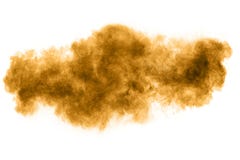 Freeze motion of brown dust explosion. Stopping the movement of brown powder. Explosive brown powder on white background royalty free stock photography Freeze motion of brown dust explosion. Stopping the movement of brown powder. Explosive brown powder on white background royalty free stock photography