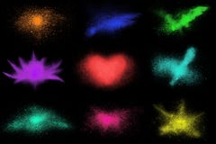 Freeze motion of 9 colorful powder exploding vector illustration Freeze motion of 9 colorful powder exploding vector illustration