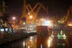 Freight Port In Night Royalty Free Stock Photos