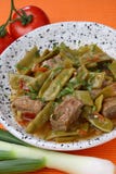French Beans Salad With Meat Stock Image