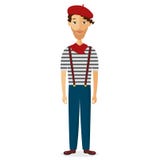 French man in striped shirt, beret flat cartoon vector illustration isolated on white background vector illustration French man in striped shirt, beret flat cartoon vector illustration isolated on white background vector illustration