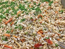 Delicious and luxury aperitif with fresh boiled rices and herbs stock photos Delicious and luxury aperitif with fresh boiled rices and herbs stock photos