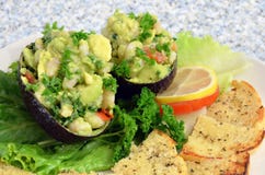 Fresh Avocado Seafood Salad Stock Images
