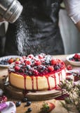 Fresh berry cheesecake food photography recipe idea