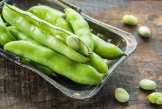 Fresh broad bean pods - closeup with selective focus royalty free stock image Fresh broad bean pods - closeup with selective focus royalty free stock image