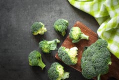 Fresh broccoli at dark table. royalty free stock photo Fresh broccoli at dark table. royalty free stock photo