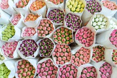 Fresh carnation bouquets in Hong Kong stock photo Fresh carnation bouquets in Hong Kong stock photo