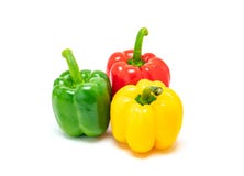 Fresh colorful bell peppers isolated on white background Royalty Free Stock Image Fresh colorful bell peppers isolated on white background Royalty Free Stock Image