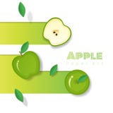 Fresh green apple fruit background in paper art style royalty free illustration Fresh green apple fruit background in paper art style royalty free illustration