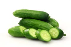Fresh green cut baby cucumbers