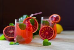 Fresh homemade lemon mint and blood orange lemonade. stock images Fresh homemade lemon mint and blood orange lemonade. stock images