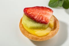 Fresh Italian pastries with custard and fresh fruit royalty free stock photography Fresh Italian pastries with custard and fresh fruit royalty free stock photography