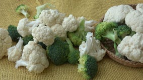 Fresh organic cauliflower and broccoli