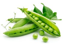 Fresh pea fruit with green leaf