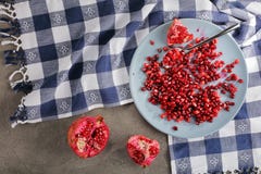 Fresh pomegranate seeds on a plate royalty free stock photos Fresh pomegranate seeds on a plate royalty free stock photos
