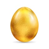 Fresh raw chicken golden foil egg isolated on white background. Realistic vector 3d illustration royalty free stock image Fresh raw chicken golden foil egg isolated on white background. Realistic vector 3d illustration royalty free stock image