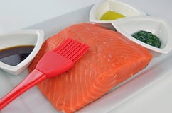 Fresh, Raw Chinook Salmon Fillet Royalty Free Stock Image