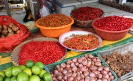 Fresh red chili peppers on the street market in China. royalty free stock photo Fresh red chili peppers on the street market in China. royalty free stock photo