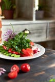 Fresh salad of tomatoes, cucumbers, peppers, arugula and dill jpg Stock Photo Fresh salad of tomatoes, cucumbers, peppers, arugula and dill jpg Stock Photo