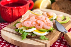 Fresh sandwich with shrimp and egg stock image Fresh sandwich with shrimp and egg stock image